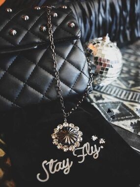 Crystal Pendant Necklace in Black - Women Jewelry